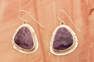 Day 3 Deal - Genuine Charoite Sterling Silver Native American Earrings